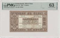 Nederland 1 gulden 1938 zilverbon PMG63