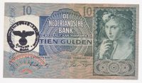 Nederland 10 gulden 1940 II Herderinnetje met Duitse stempel