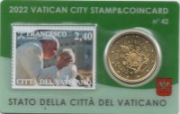 Vaticaan 50 Eurocent met Postzegel 2022 in Coincard Nr 42