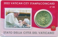 Vaticaan 50 Eurocent met Postzegel 2022 in Coincard Nr 43