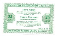Koninklijke Rotterdamse Lloyd N.V. scheepsgeld 25 cent 1957