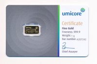 Goud baar 1 gram Umicore