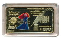 Disney 100 Dollars VS goudkleurige baar prinses Merida